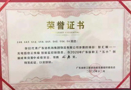 新突破！物流公司榮獲2020年廣東省職工“五小”創(chuàng)新成果競賽優(yōu)秀組織單位稱號